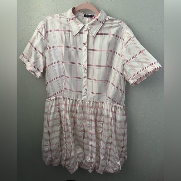 Vineyard Vines Plaid Bubble Hem Silk Mini Dress New